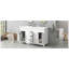 Ensemble de meuble-lavabo blanc 60 po avec lavabo double en résine, ensemble de meuble-lavabo autoportant avec 3 tiroirs à fermeture douce, 4 portes avec tablettes à double couche, pieds en bois massif, pour la salle de bain