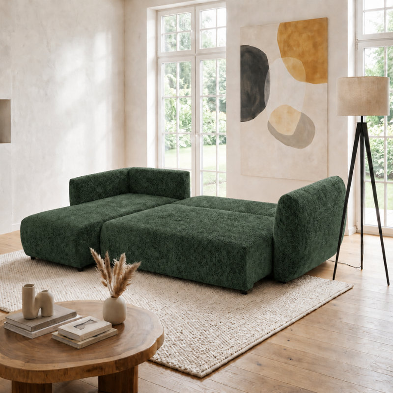 Sectional, Left Hand Facing Corner Sofa, Green FLOW 19