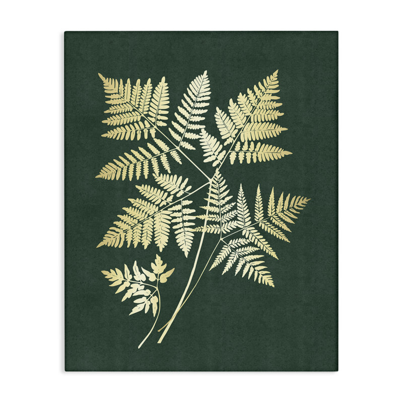 Fougère, feuilles sur toile verte par JJ Design House LLC, H 20 po x l 16 po