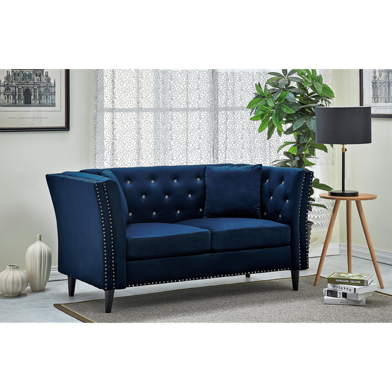 Cloyd 62.2'' Velvet Loveseat, Blue