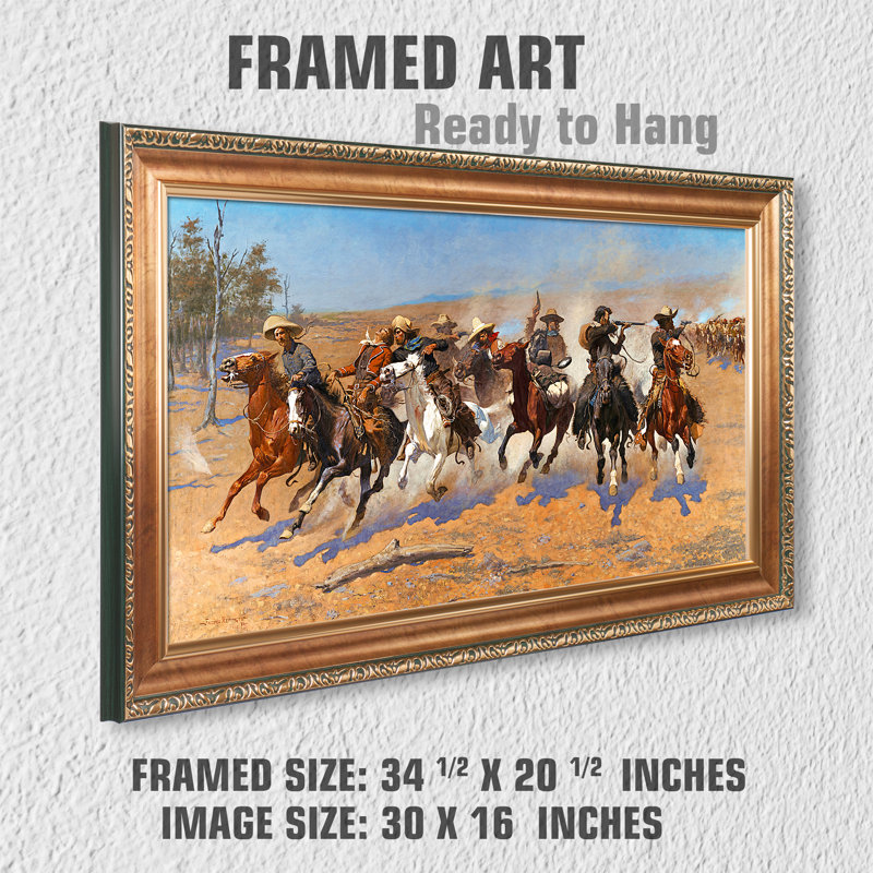 «A Dash for the Timber» par Frederic Remington, reproductions d'art classiques du monde, art encadré pour HomeDecor, cadre avec texture encadrée