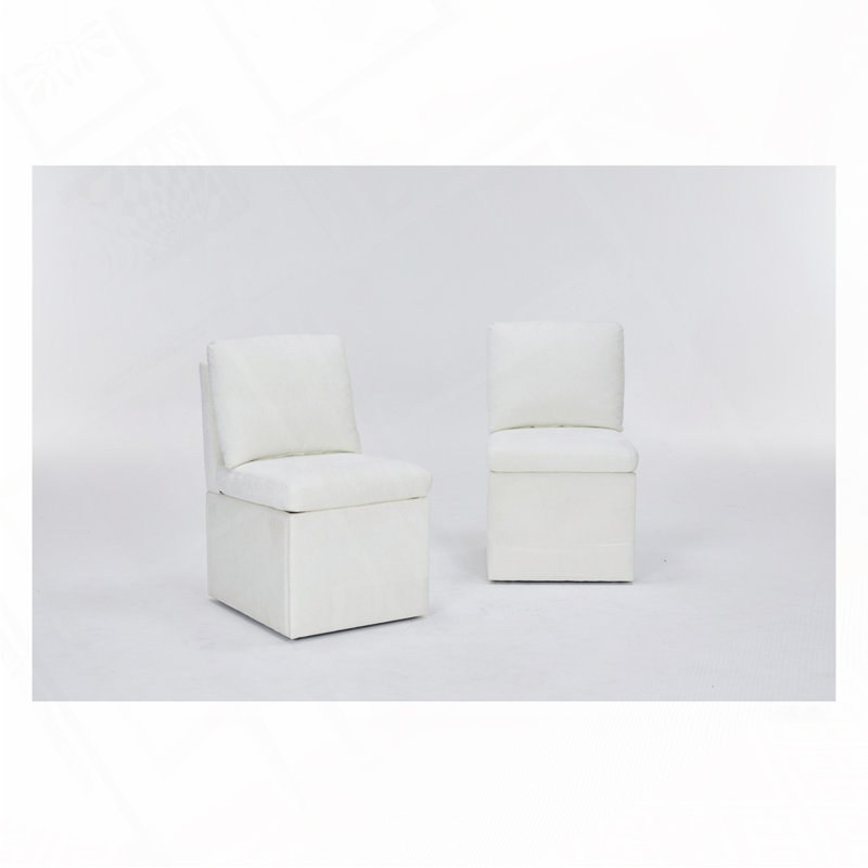 Chaise rembourrée en lin sans accoudoirs, Ivoire ivoire