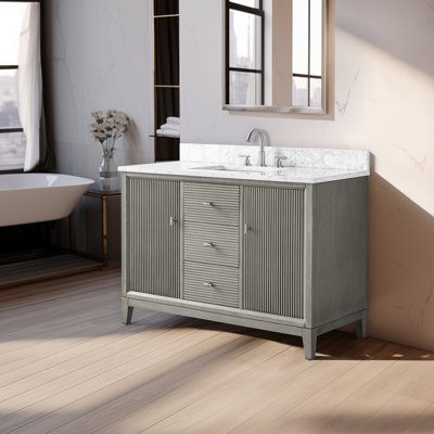 Ensemble de meuble-lavabo autoportant 48 po avec plateau en marbre Caldwell