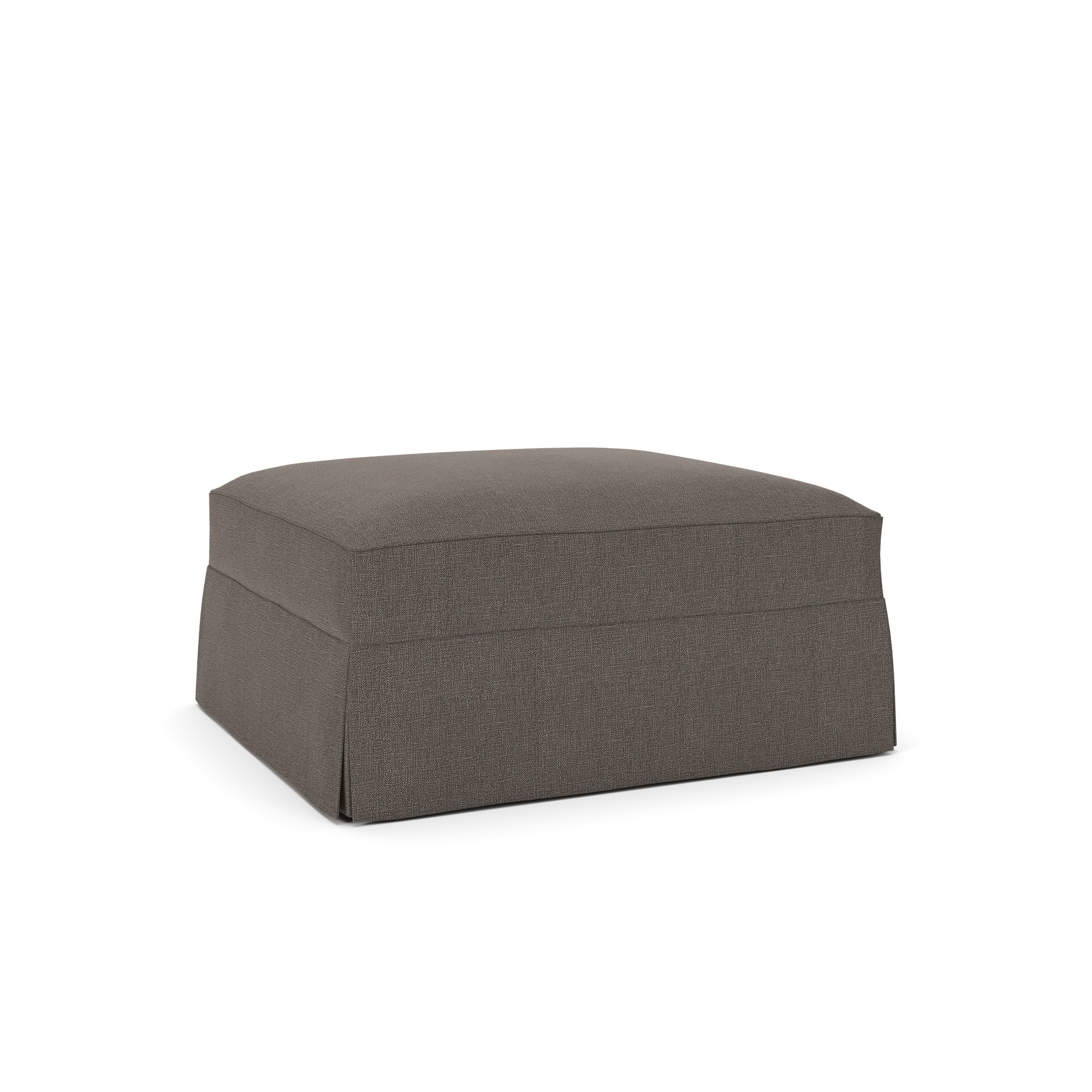 Lucia Upholstered Ottoman, Drusky Charcoal Sustain® Basketweave