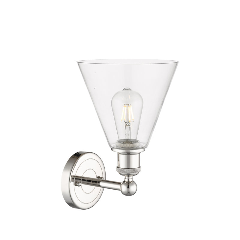 Beva Steel Armed Sconce, Polished Nickel, Clear