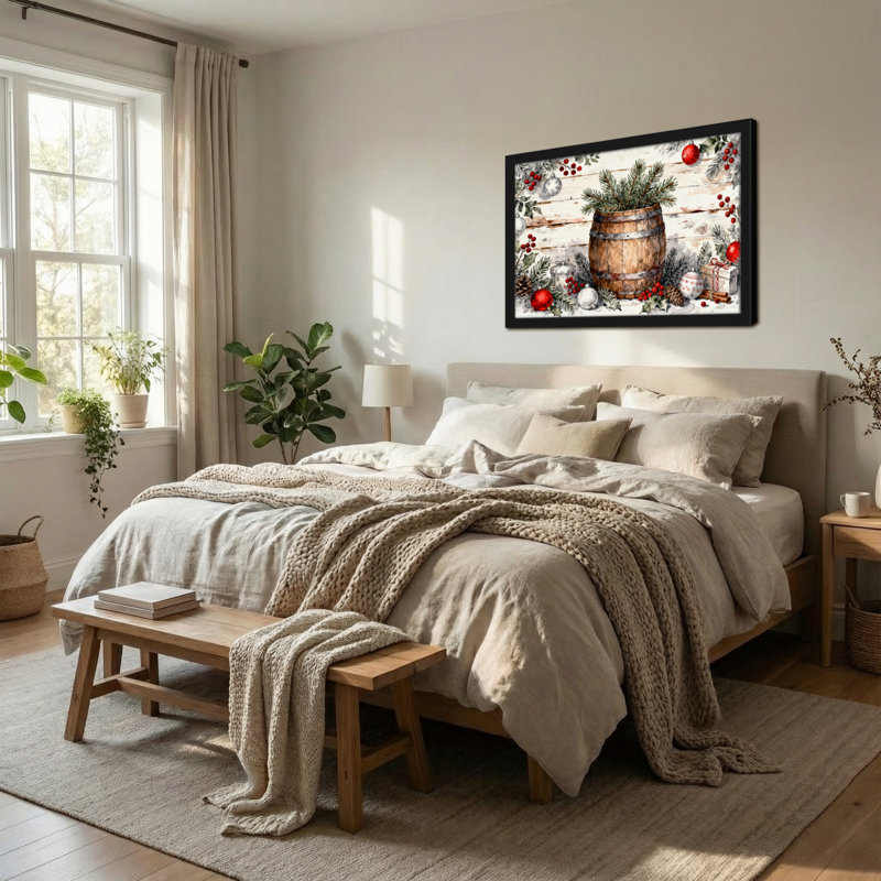 Décorations de Noël en forme de tonneau de Noël, H 20 po x l 30 po