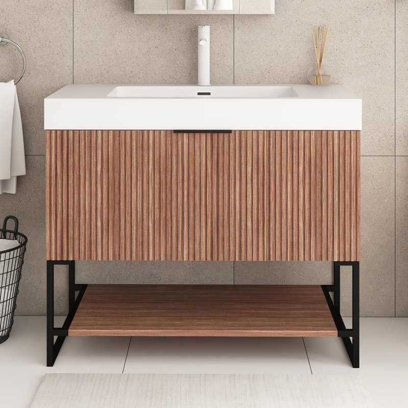36 In. Bathroom Vanity With Drawer And Open Shelf