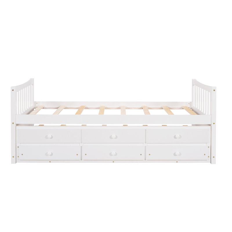 Daybed With Trundle And Drawers, White