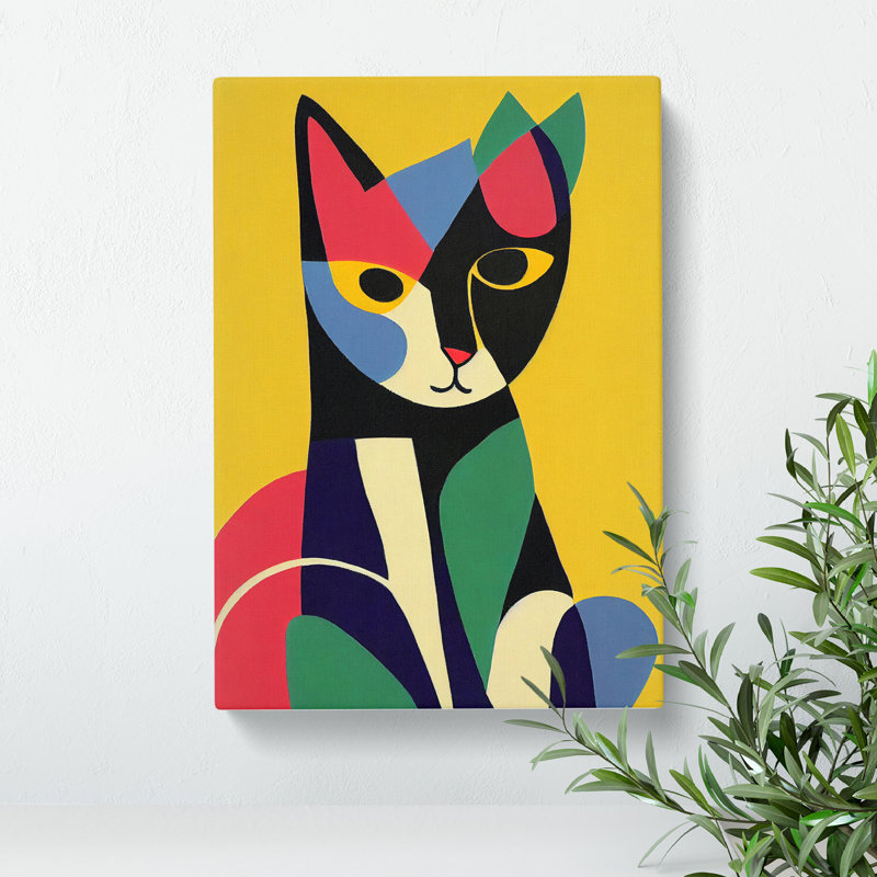 XC1022-1313X Cat In Abstract No.2 - Wrapped Canvas Print, 60cm H x 40cm W x 3cm D