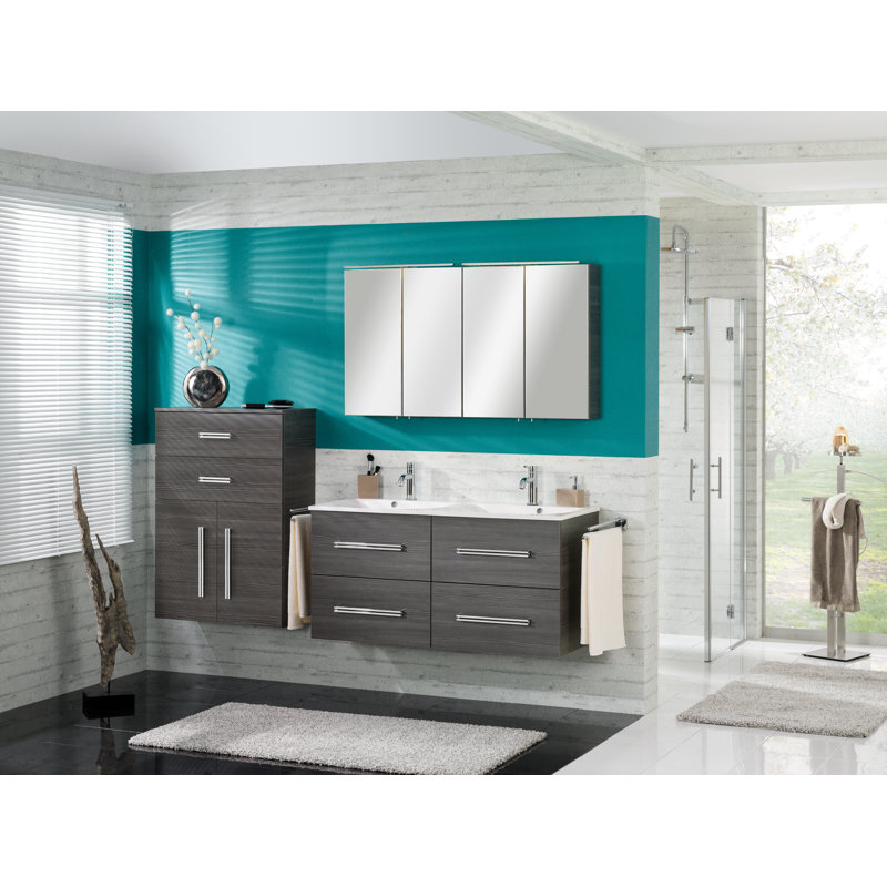 Como 1200mm Wall Mounted Double Vanity, Anthrazit / Weiß
