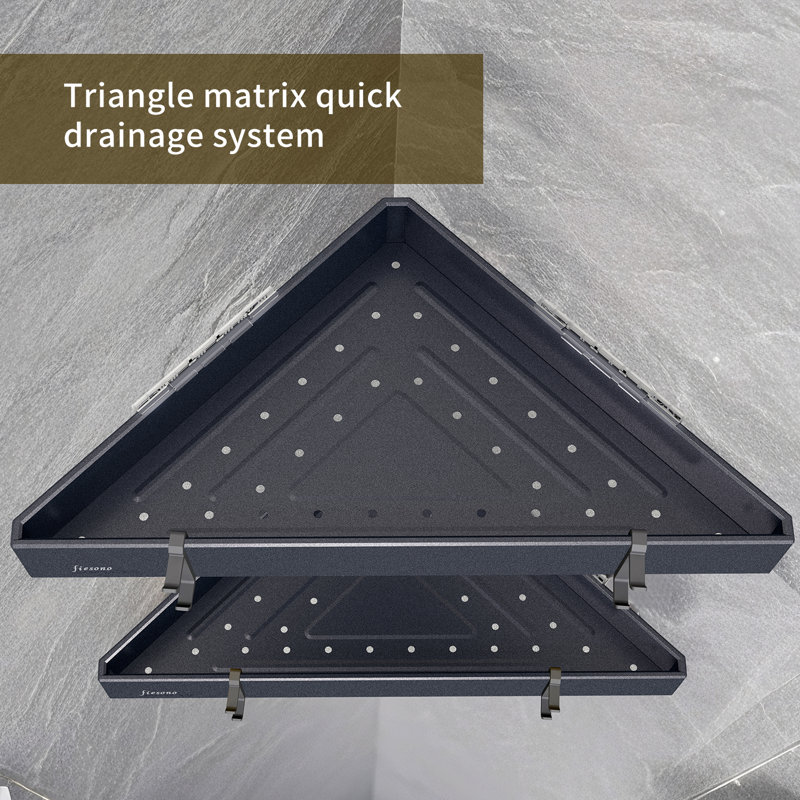 2 Layers Rustproof Metal Shower Corner Caddy Organizer