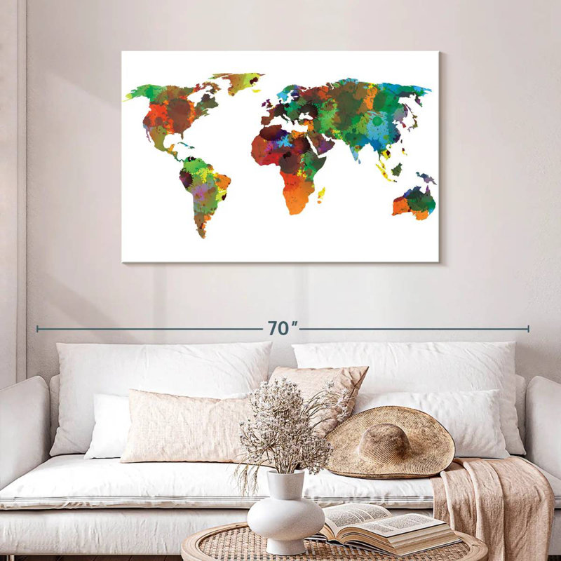 Carte du monde Aliaz Motley, H 30 po x l 45 po