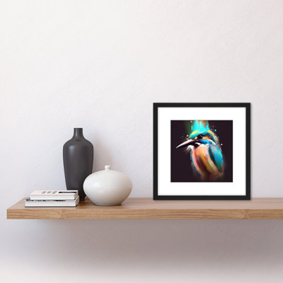 Kingfisher Watercolour Teal Turquoise Bird - Single Picture Frame Painting