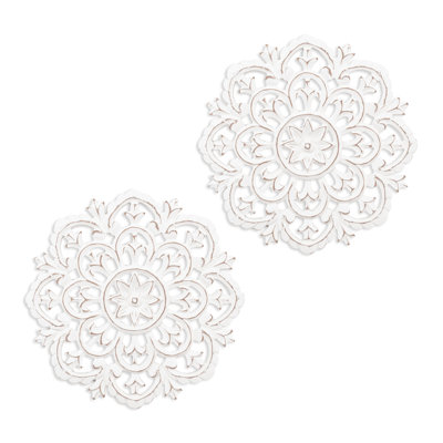 Wall Medallion | Handcrafted Wall Decor for Your Office or Room | Khaila 16x16“/ White