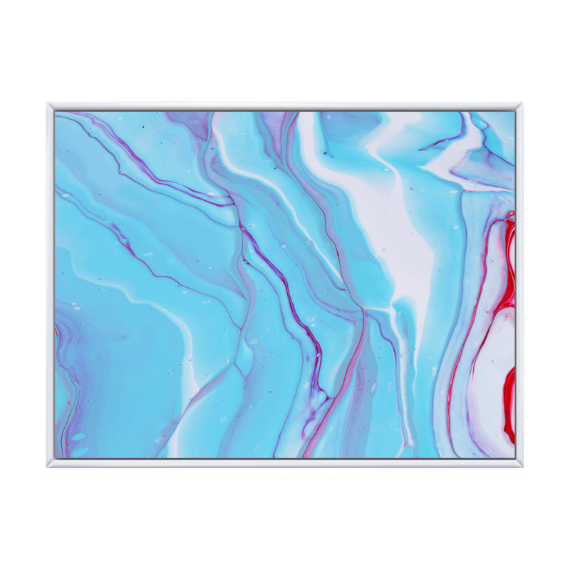Art à l'encre liquide dans des tons de bleu clair VI - reproduction sur toile, H 30 po x l 40 po