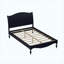 Cadre de lit double en bois avec tête de lit, lit plateforme rétro, tête et pied de lit arqués, grand rangement sous le lit, noir-36929305