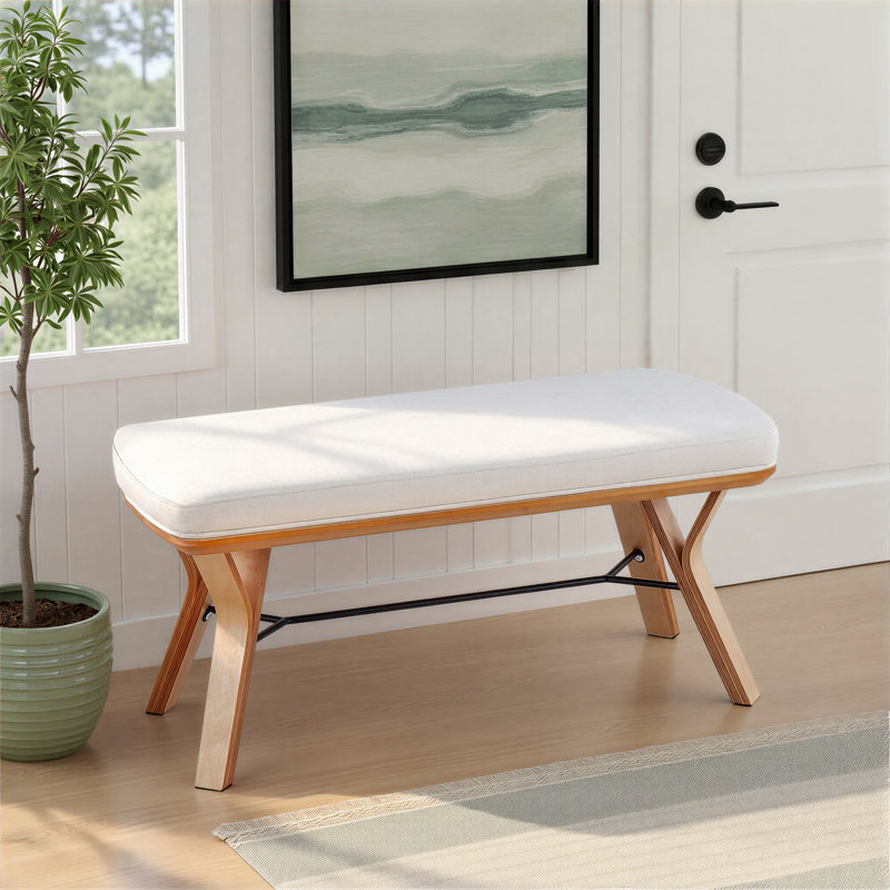 Banc rembourré Fayette, Crème, Natural