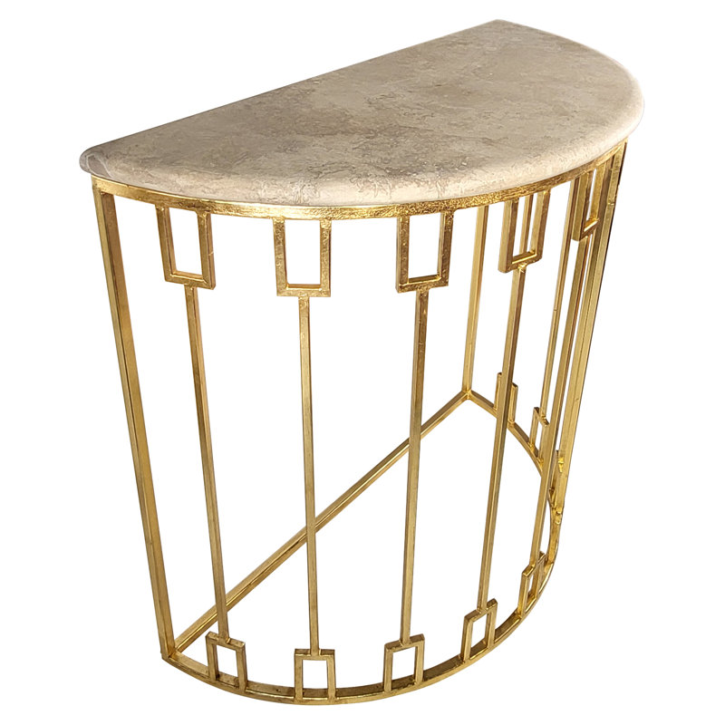 Console Table, Lite Travertine, Gold Leaf