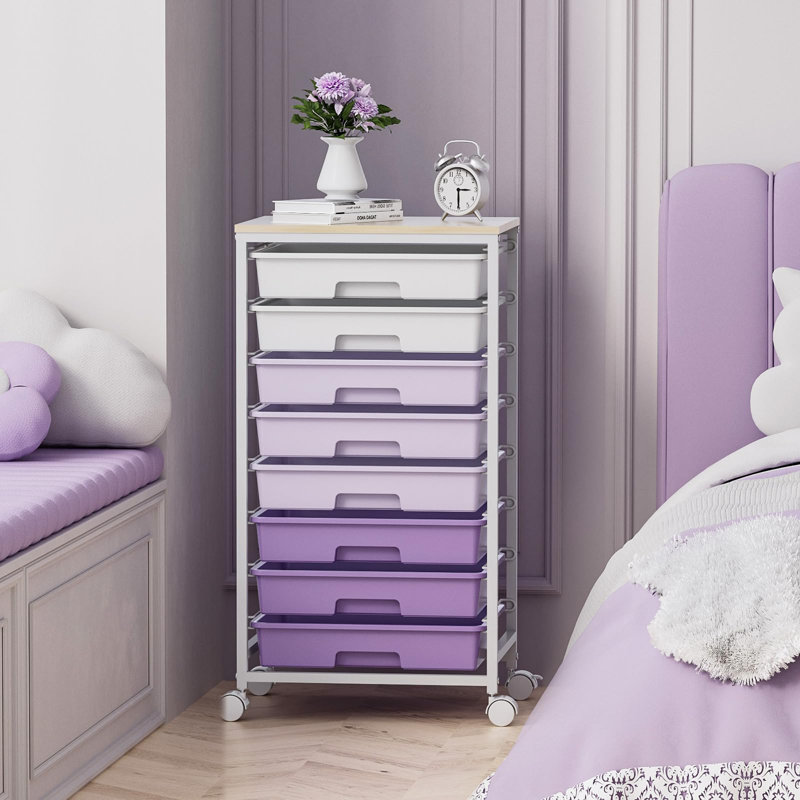 78.8cm H x 39.5cm W Utility Cart with Wheels, Purple