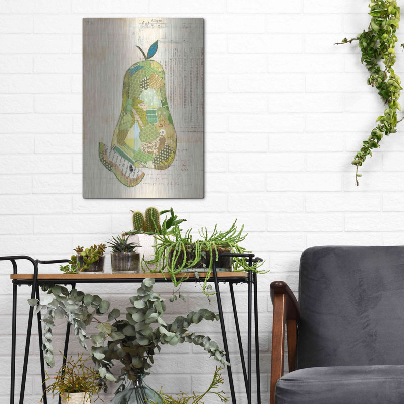 «Pear» par Courtney Prahl, art mural en métal, H 16 po x l 12 po