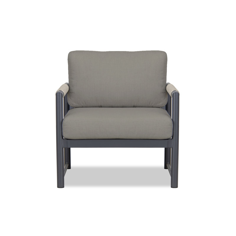 Obaida Powder Coated Aluminum Outdoor Lounge Chair, Canvas Charcoal Sunbrella® Canvas, Slate Gray