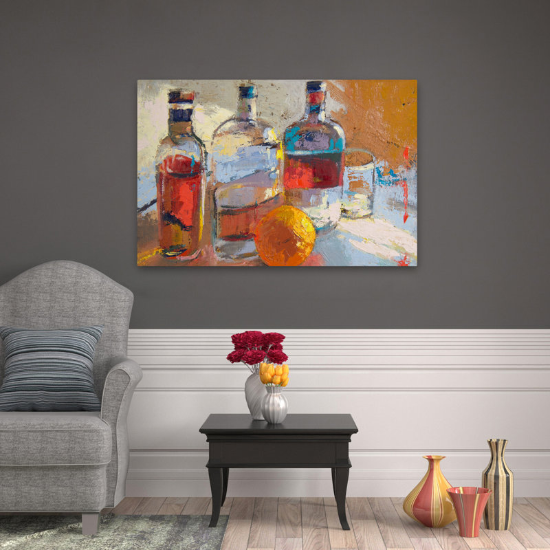 Bourbon Le Orange - Art floral, nature morte, cocktails, spiritueux, H 32 po x l 48 po