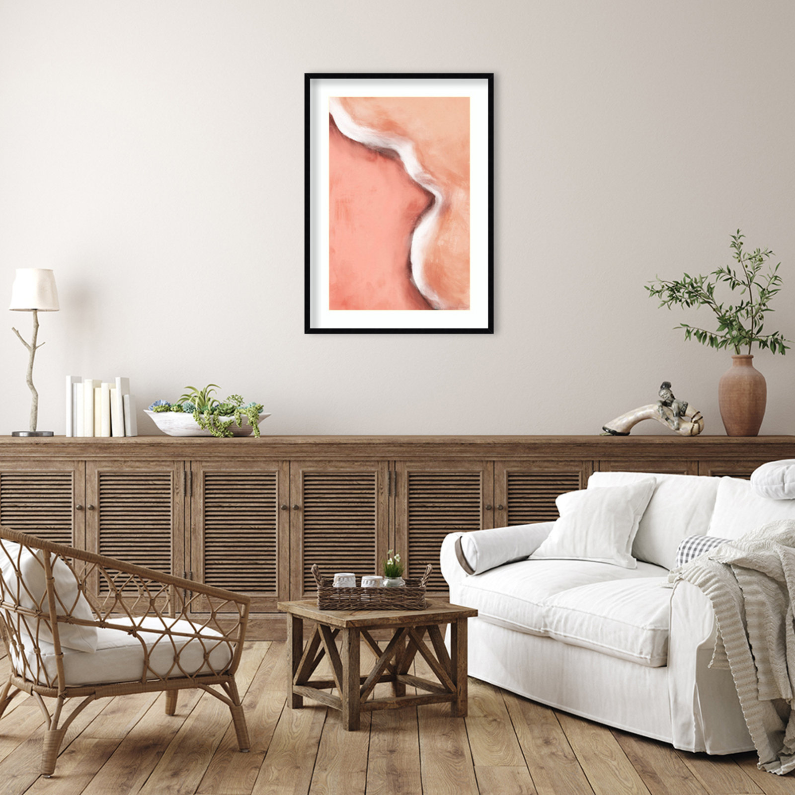 Galya "Peachy Wave" Print by Treechild, Black, 41" H x 30" W