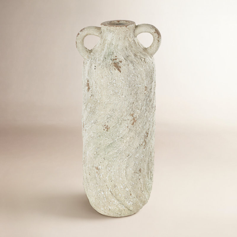 Vase crème avec 2 petites poignées Clairabelle, H 22,05 po x l 8,35 po x P 8,70 po