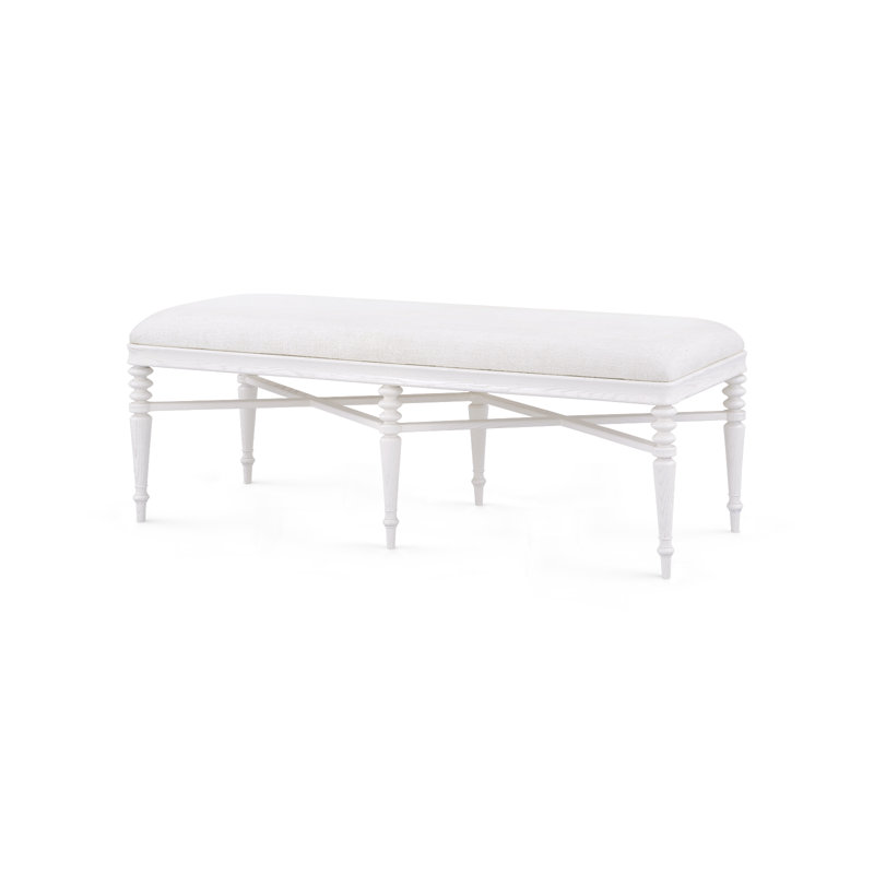 Lawrence Upholstered Bench, Glazed Whisper White
