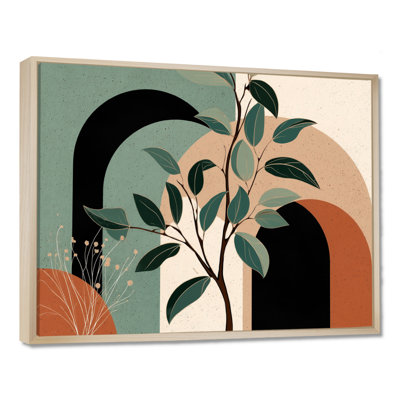 «Black and Green Bohemian Geometric Minimalist Plant - Botanicals Wall Art», reproduction sur toile botanique noire
