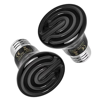 Simple Deluxe 25W Mini Ceramic Heat Emitter Reptile Heat Lamp Bulb No Light Emitting Brooder Coop Heater for Amphibian Pet & Incubating Chicken, 2-Pack