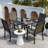 Upgraded PVC-coated polyester Outdoor Dining Chairs (Set of 2) with High Back & Wide Seat, Powder-Coated Metal Frame, Brown