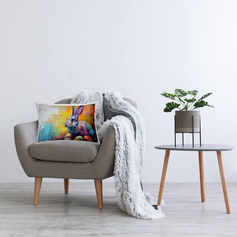 Easter Joy Abstract Decorative Printed Throw Pillow Design by LSR Design Studio