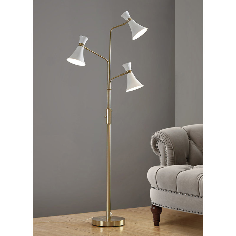 Shoalhaven 75'' Tree Floor Lamp, Antique Brass, White