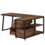 Bureau d'ordinateur de 53 po en L brun, bureau de coin industriel avec tiroir de rangement et tablette