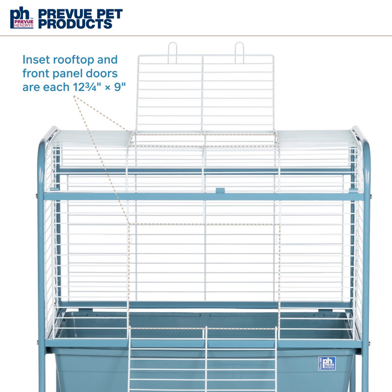 Blue Metal and Plastic Small Animal Cage with Rolling Stand