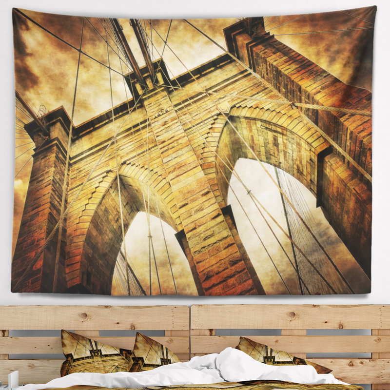 Tapisserie du pont de brooklyn vintage, H 50 po x l 60 po