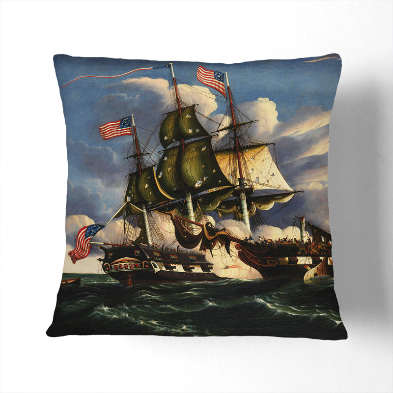 The Constitution and the Guerriere Scatter Cushion, 55cm H x 55cm W x 20cm D