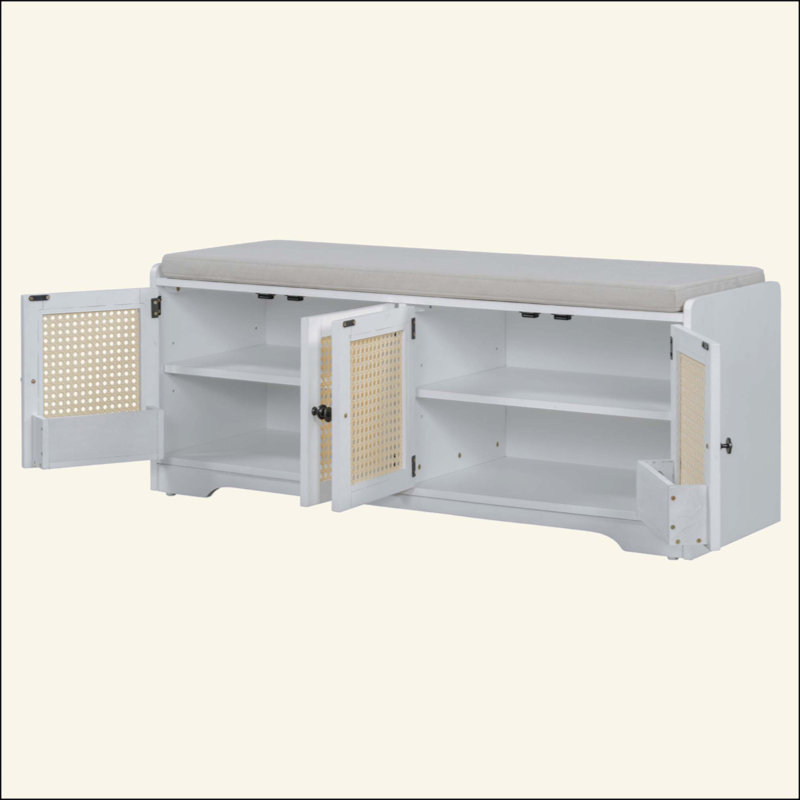 Banc de rangement Rustic, Blanc