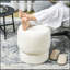 Repose-pieds moderne avec repose-pieds rembourré en tissu avec siège rembourré pour le salon, blanc