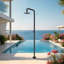 Douche extérieure autoportante 92 po. En acier inoxydable H 316 de 92 po
