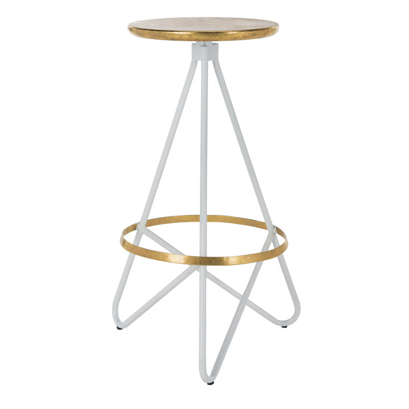 Artemis Counter Stool with Metal Frame, White/Gold