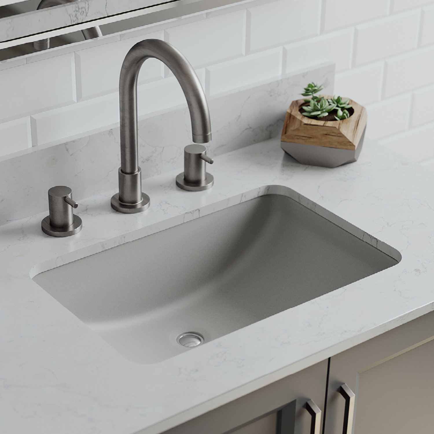 Quartz Composite Rectangular Vanity Sink, Gray