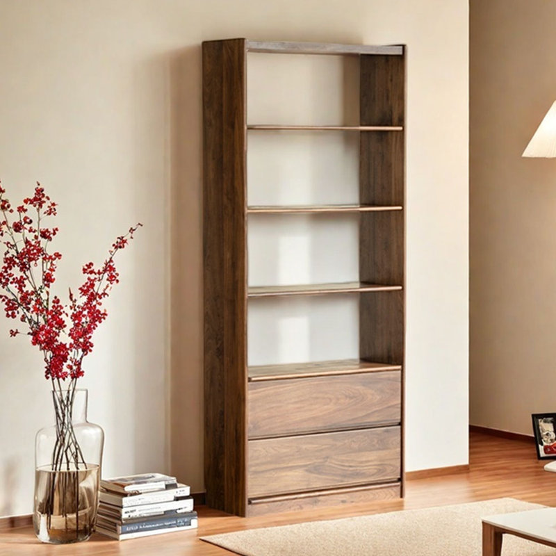 High quality black walnut solid wood bookcase, (4 Shelves) 82.28"H x 35.43"W x 13.78"D