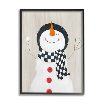 " Happy Smile Winter Snowman " by Janet Tava Painting Print