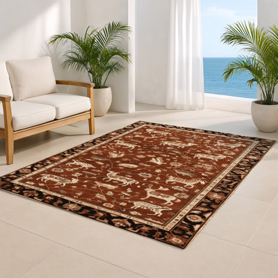 Persian Brown Indoor and Outdoor Area Rug