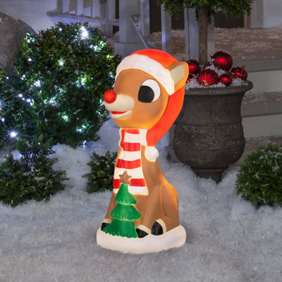 Décoration d'extérieur lumineuse avec arbre de Noël Rudolph
