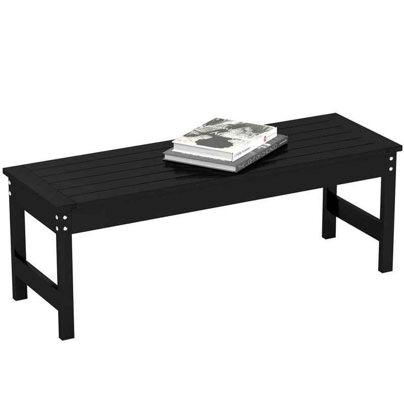 47" Outdoor Bench, 2-Person HDPE All-Weather Garden Bench Seat, Backless Patio Bench with Slatted Seat, Rot and Fade Resistant for Yard, Porch, Park
