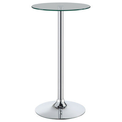 Finition contemporaine - Table de bar bistro ronde avec plateau en verre de 24 po Abiline
