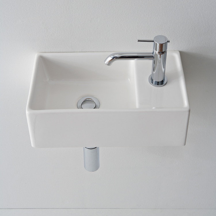 Lavabo de salle de bain mural en céramique 17 po Teorema